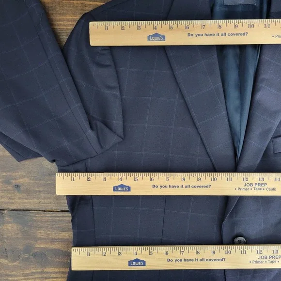 Nautica Men's Sport Coat Blazer Two Button Navy Blue Plaid‎ Wool Size 44R